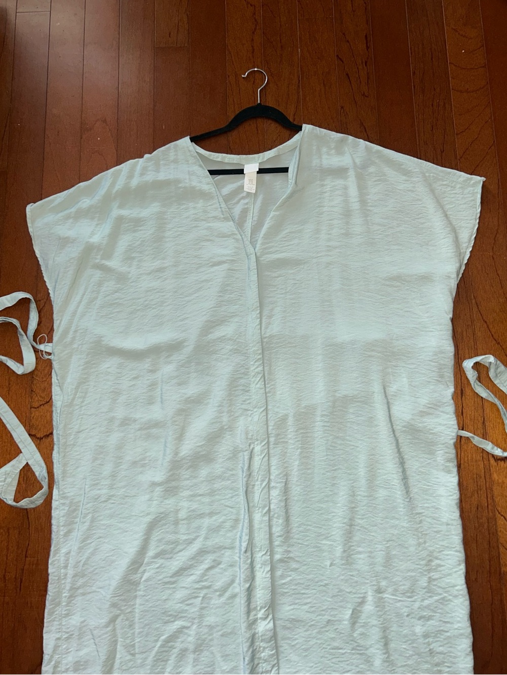 H&M Oversized Kaftan Maxi Dress Button-Up Belted Pastel Mint Green Size XL Boho - Picture 3 of 7